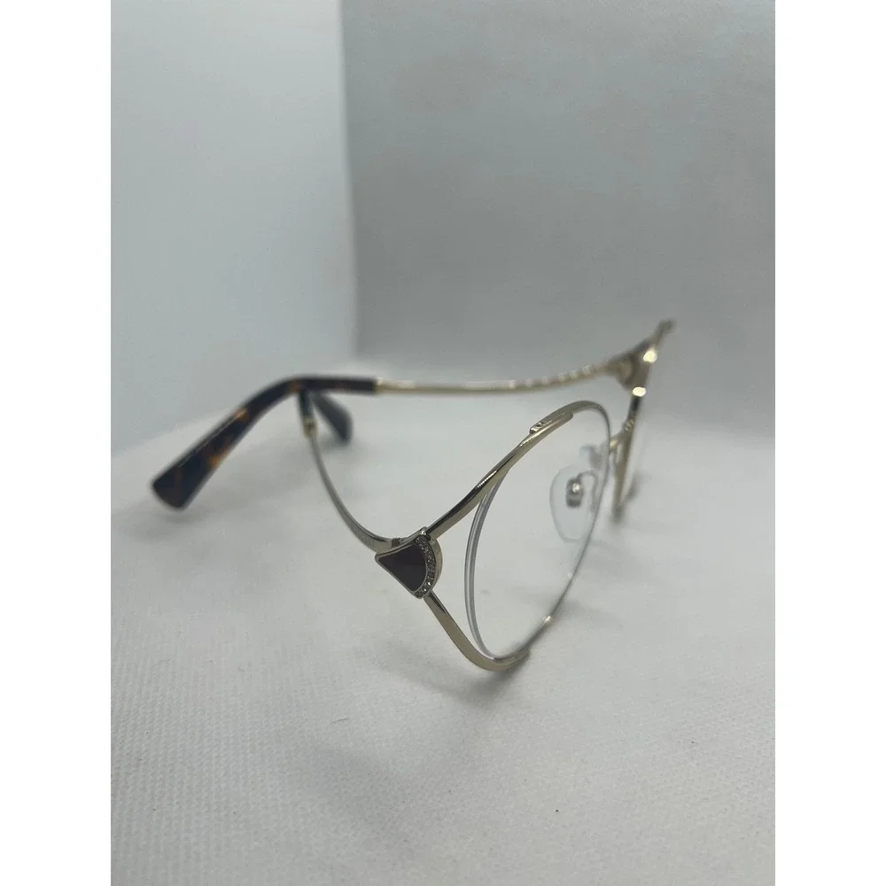 Bvlgari‎ 2245-B Pale Gold Round Eyeglasses Frames 278 54-19-140 Tortoise Tips
